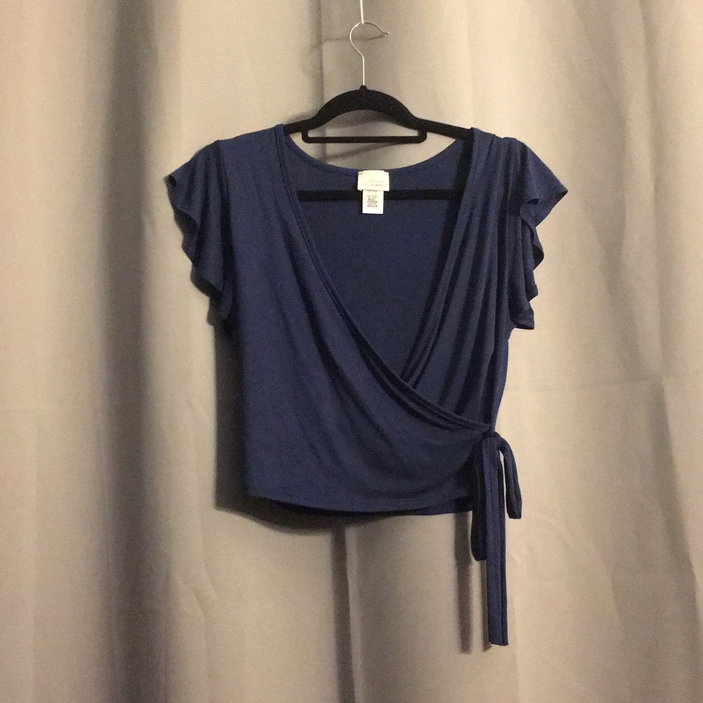 Navy Wrap Crop Top